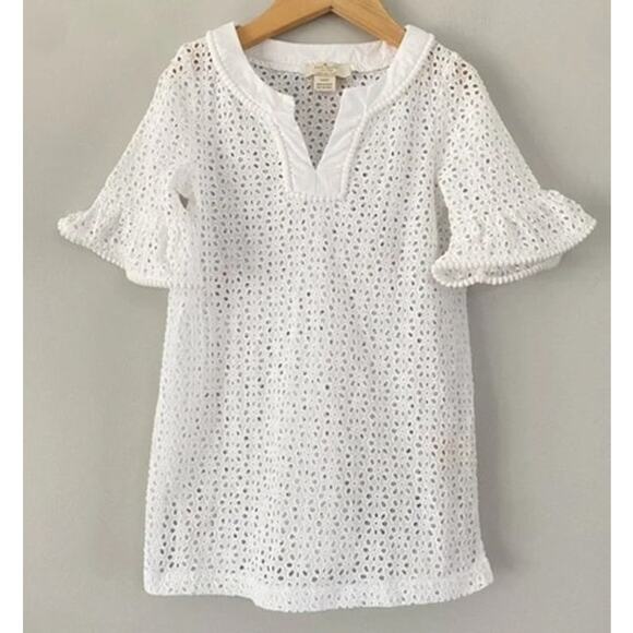 Girls Kate Spade White Eyelet Flutter Sleeve Dress Size 12 Years - Picture 1 of 6
